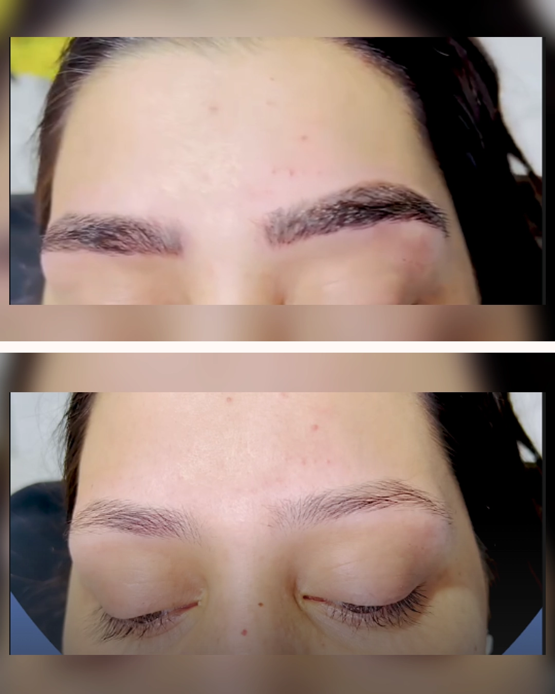 Before and after brow transformation